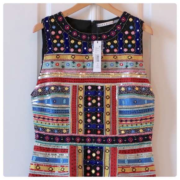 ALICE + OLIVIA Embroidered Embellished Dress - Picture 7 of 11